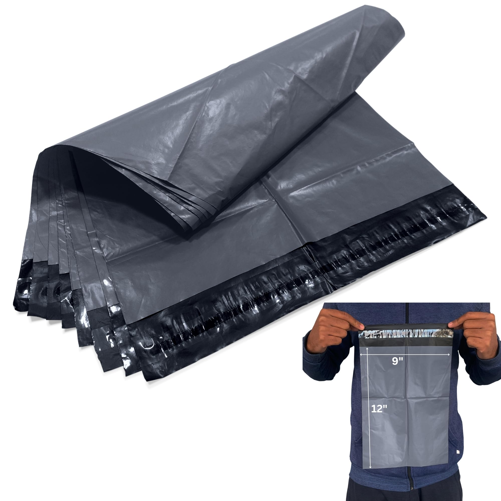 JeeJaan® 200 Grey Postage Bags 9" x 12" - (229 x 305mm) Strong Self Adhesive Waterproof and Tear-Proof Postal Bags Ideal for Shipping Purpose Mailing Bags