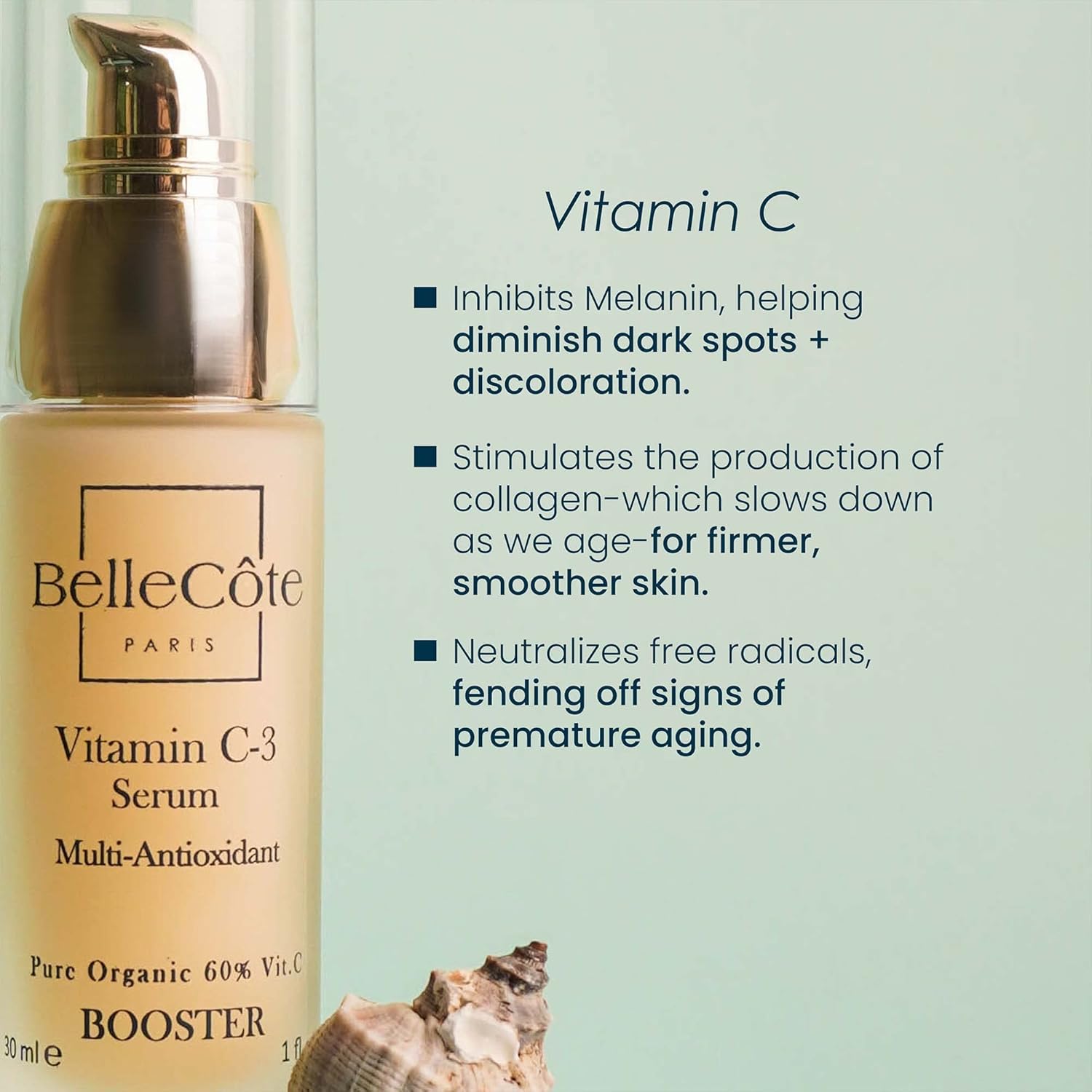 Organic Vitamin C3 Booster Serum - Natural Multi Antioxidant Concentrated Facial Serum, Reduce Wrinkles, Dark Spots & Protect From Sun Damages, UVA & UVB | Skin Care Face Serum for All Skin Types 30ml