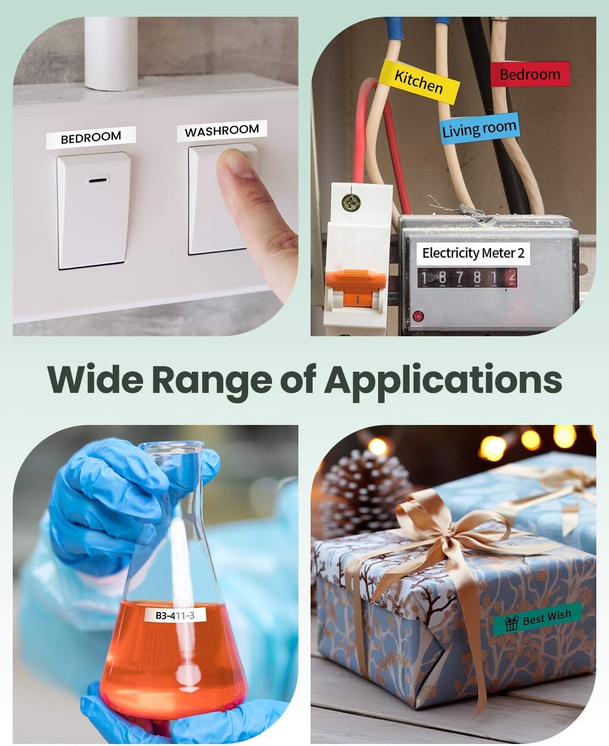 Compatible with Dymo Label Maker Refills Tape, 12 mm x 4 m (1/2" x 13'), Compatible with Dymo Letratag Refills Plastic Tape for 200B LT-100H 100T Plus, 5-Pack, Black on White/Yellow/Red/Blue/Green - Image 8