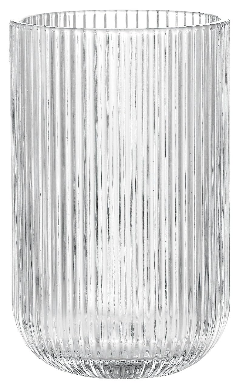 COFI 1453 Zestaw 6 szklanek Relief Crystal Long 400 ml, szkło borokrzemowe, odporne na wysokie temperatury, szklanki do koktajli, mrożonej kawy, herbaty, soku