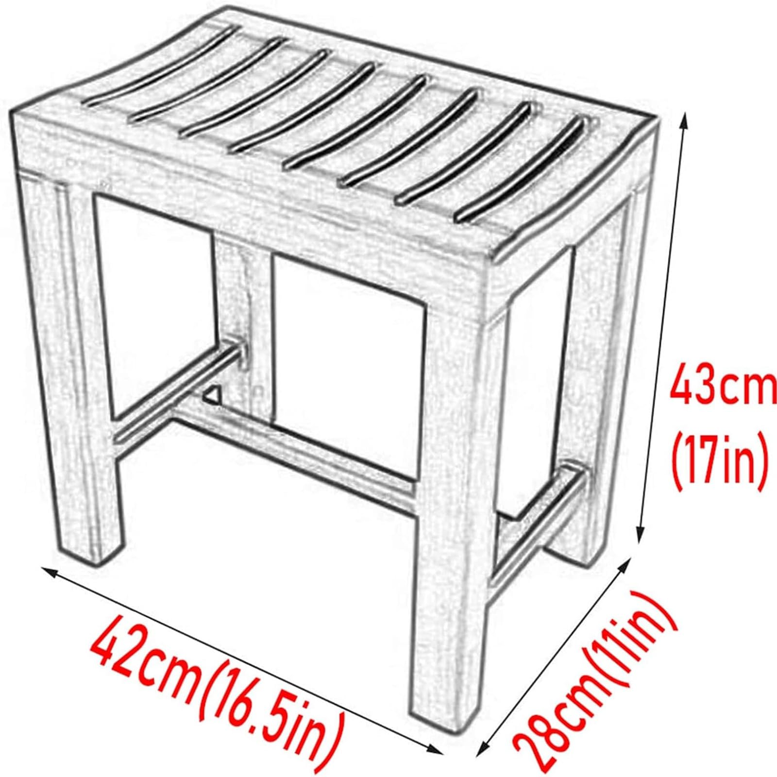 Genérico Taburete Baño Madera,Silla Ducha Personas Mayores,banqueta Baño Impermeable para Baño,Silla Ducha Teca para SPA, Sauna Y Interior,42 × 28 × 43cm