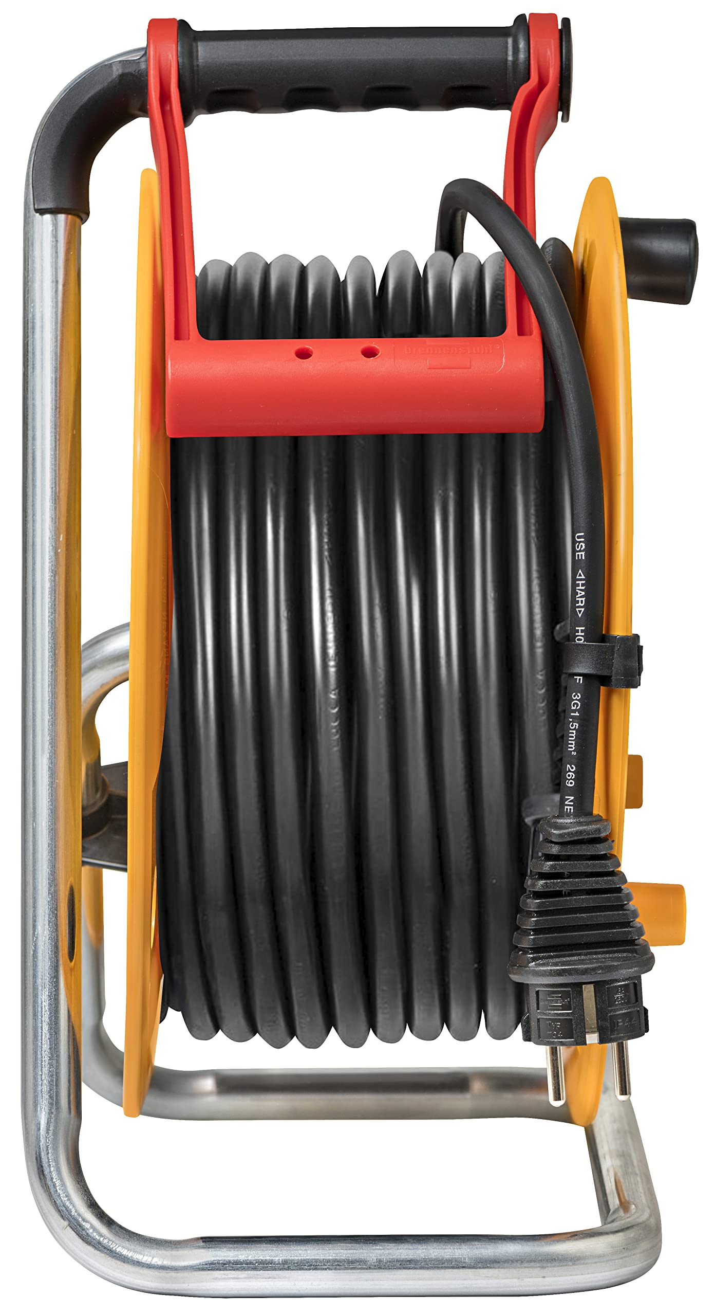 Brennenstuhl Enrollador de cable estándar Pro con USB/Enrollador eléctrico 3 tomas de corriente con tapa y 2 enchufes USB (exterior, 25 m de cable RN-F, fabricado en Francia)