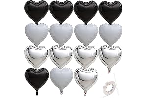 Surprising Love Heart Decorations: Black White Silver Heart Foil Balloons for Romantic Days