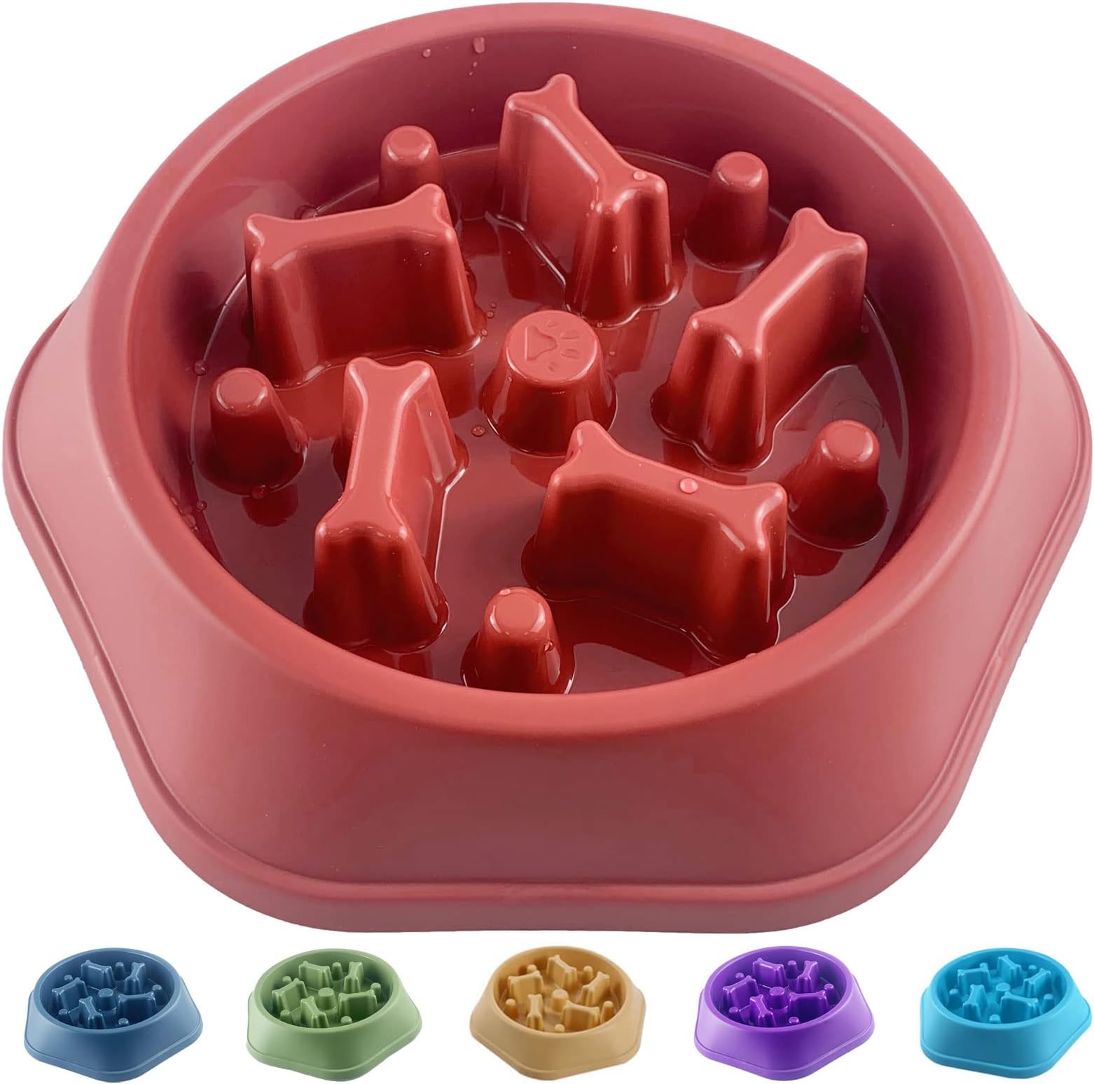 CAISHOW Slow Feeder Dog Bowl Anti Gulping Healthy Eating Interactive Bloat Stop Fun Alternative Non Slip Dog Slow Food Feeding Pet Bowl Slow Eating Healthy Design for Small Medium Size Dogs