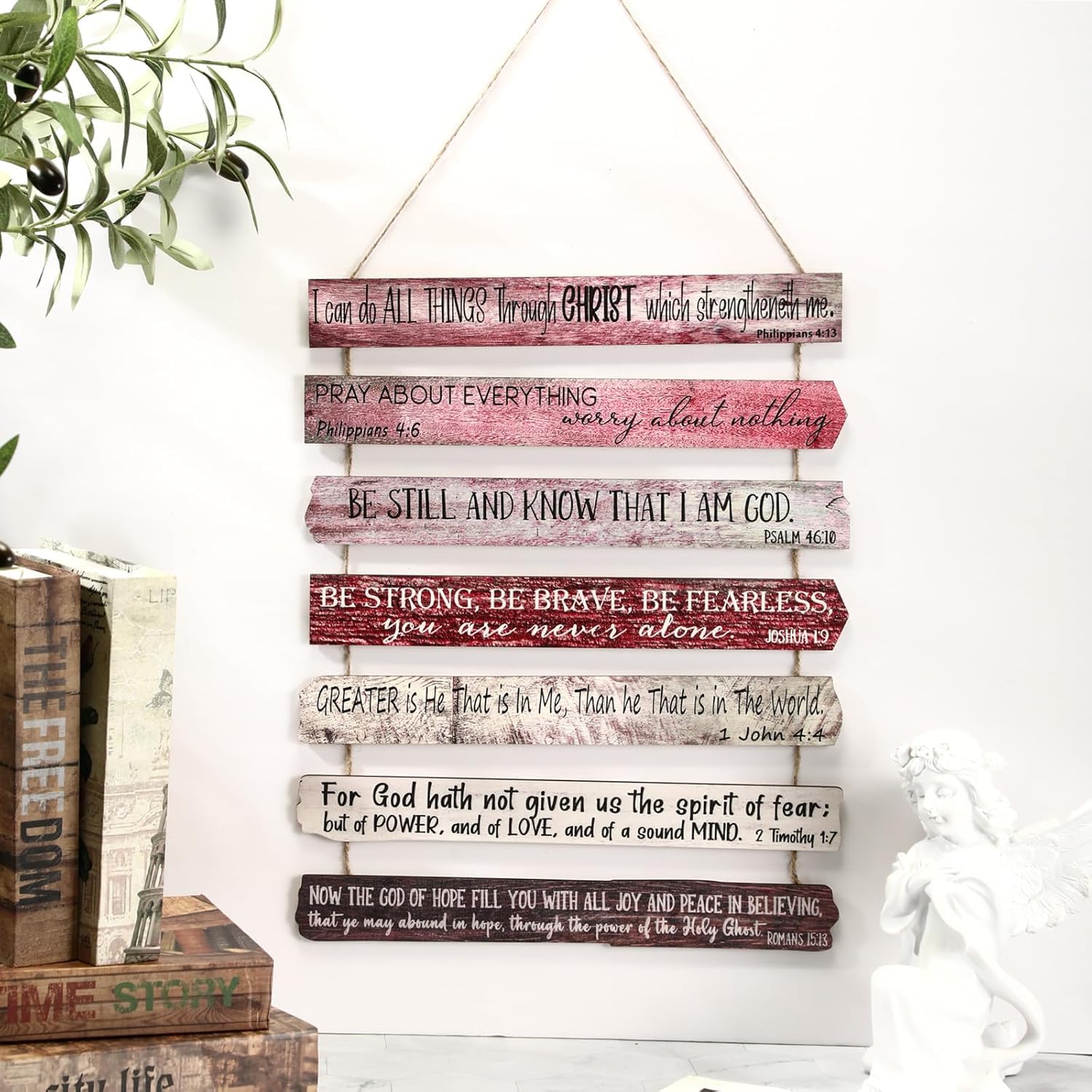 MANDALA SOUL Christian Wall Art Office Inspirational Wooden Bible Verses Wall Decor Bedroom Scripture Wall Art Meditation Inspirational Hanging Wood Sign for Kitchen Living Room Women Room (Pink) 1