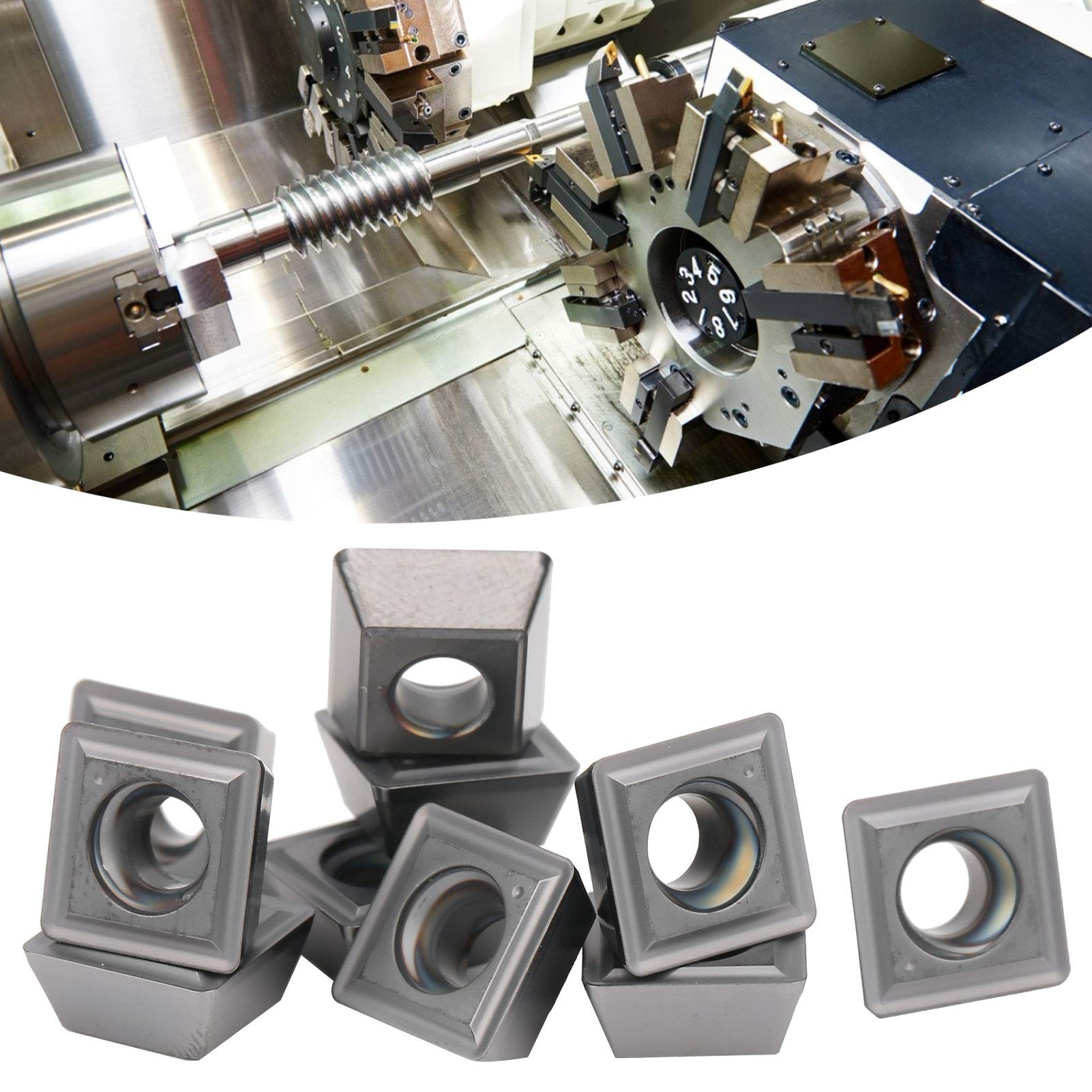 BORDSTRACT Inserto CNC, 10 Piezas SPMG090408‑TG LF6018 Hoja de Herramienta de torneado de Torno de carburo cementado para semiacabado y Acabado