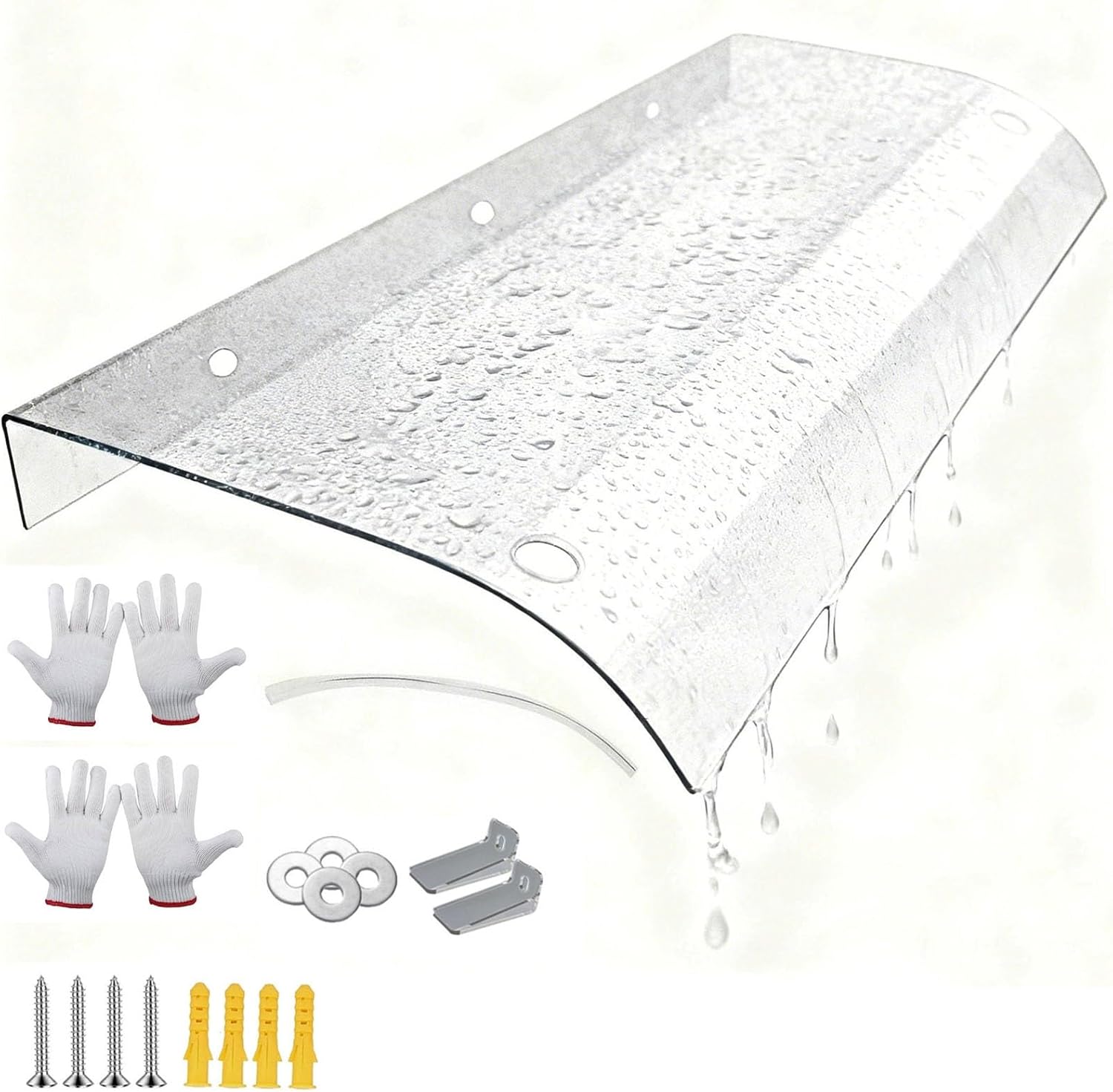 Outdoor Door and Window Canopy Awning, UV Protection Rain Cover, Easy Installation, 90-400cm Sizes, Matte Finish, Weatherproof Shelter for Home, Patio & Garden