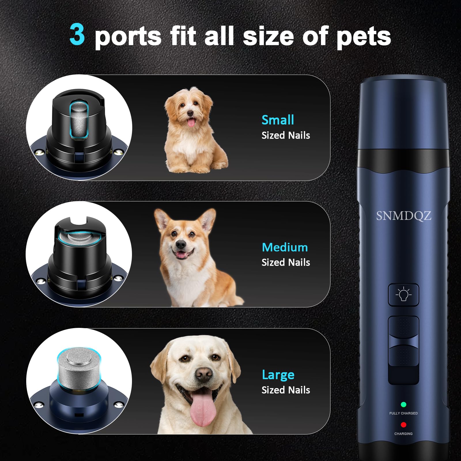 Dog Nail Grinder, Dog Nail Trimmers, and Clippers Kit with 2 LED Lights. Super Quiet Electric Pet Nail Grinder, Rechargeable, for Small, Medium, and Large Dogs & Cats, 2 Diamond Grinding Wheels. - image 3