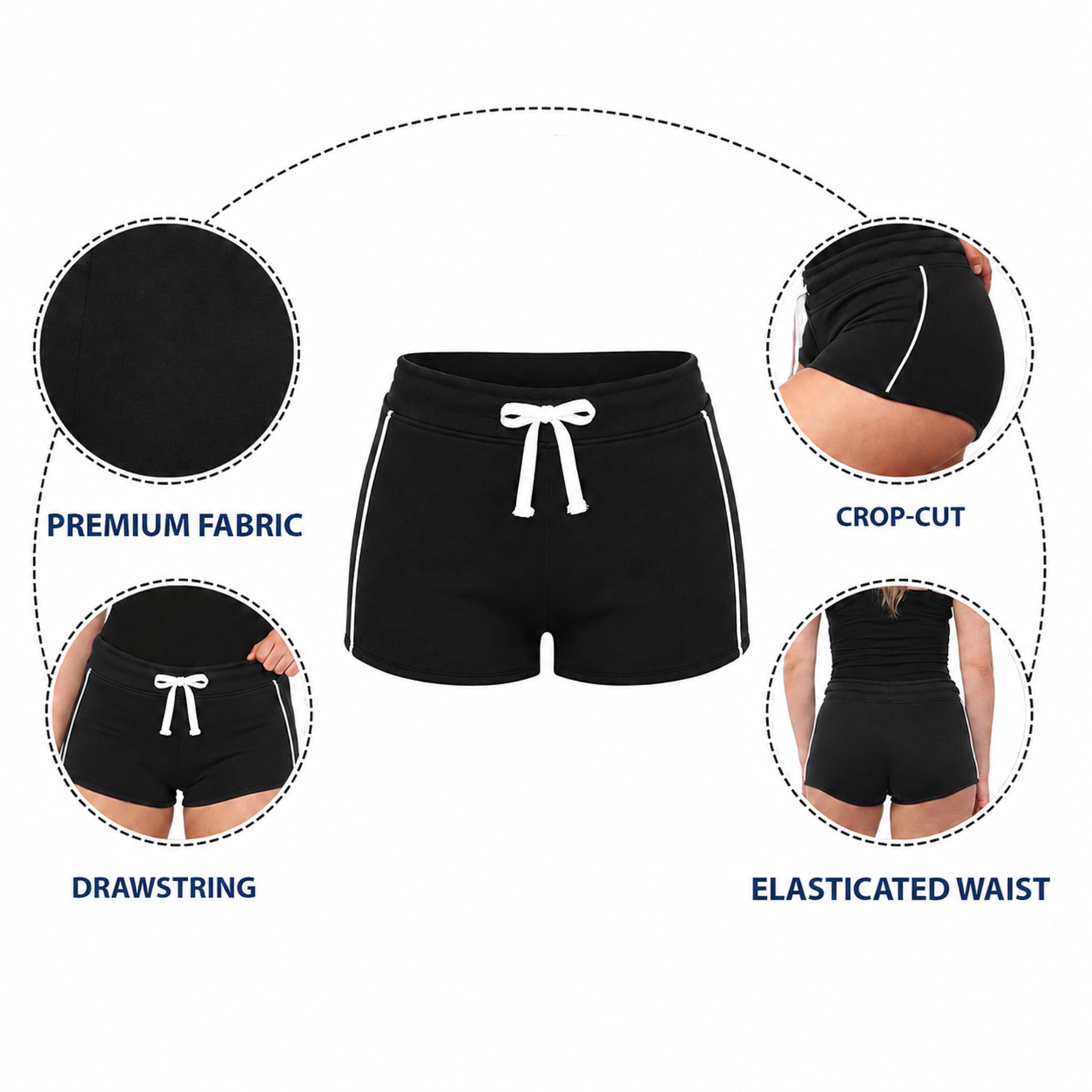 NOROZE Mujeres Alto Talle Shorts Flaco Verano Playa Jersey Hotpants Pantalones Cortos Calientes