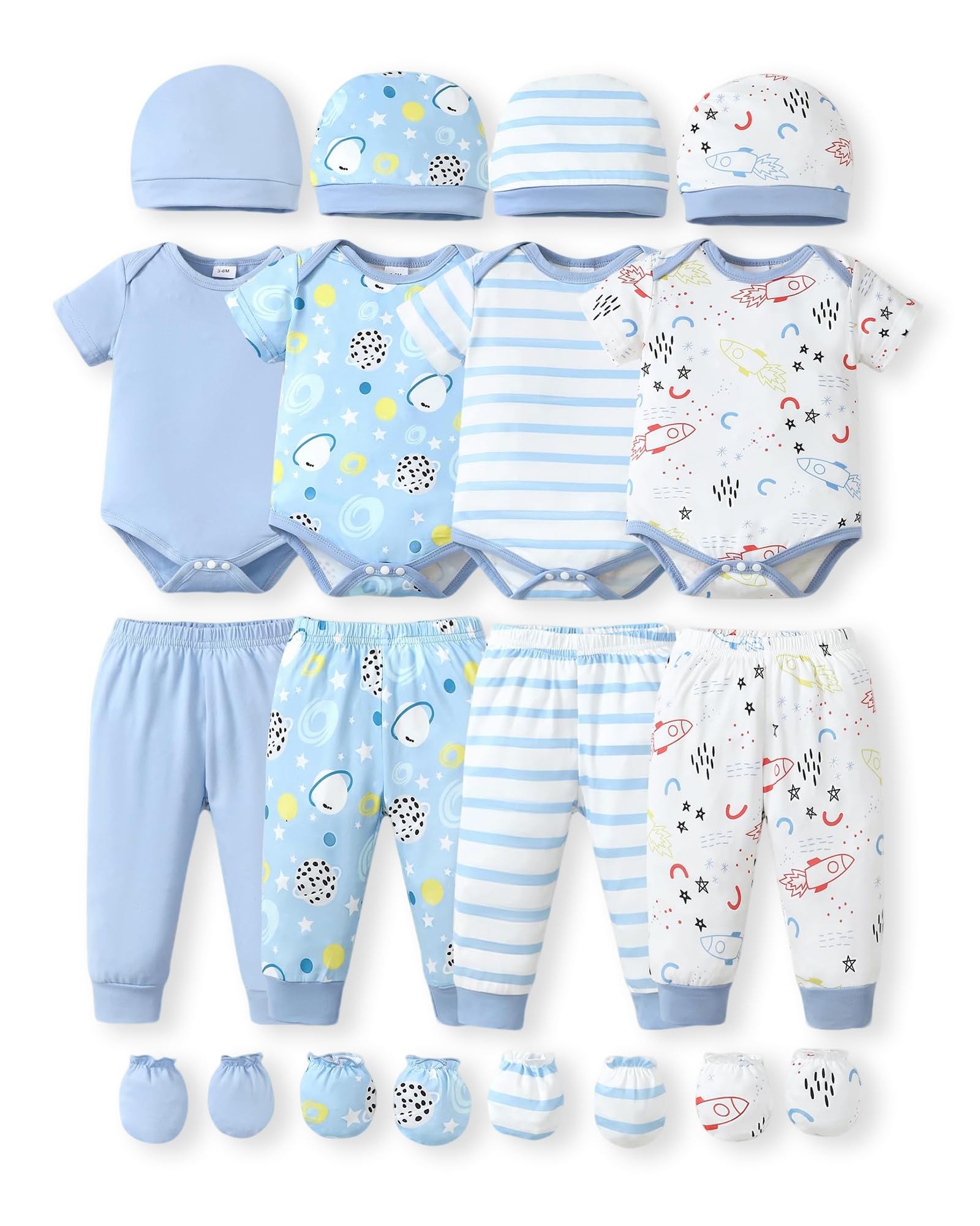 NZRVAWS Newborn Baby Boy Girl Clothes Unisex Preemie Infant Must Have Pants Set Outfits 0-18 Months 20 Pcs Essentials Gift