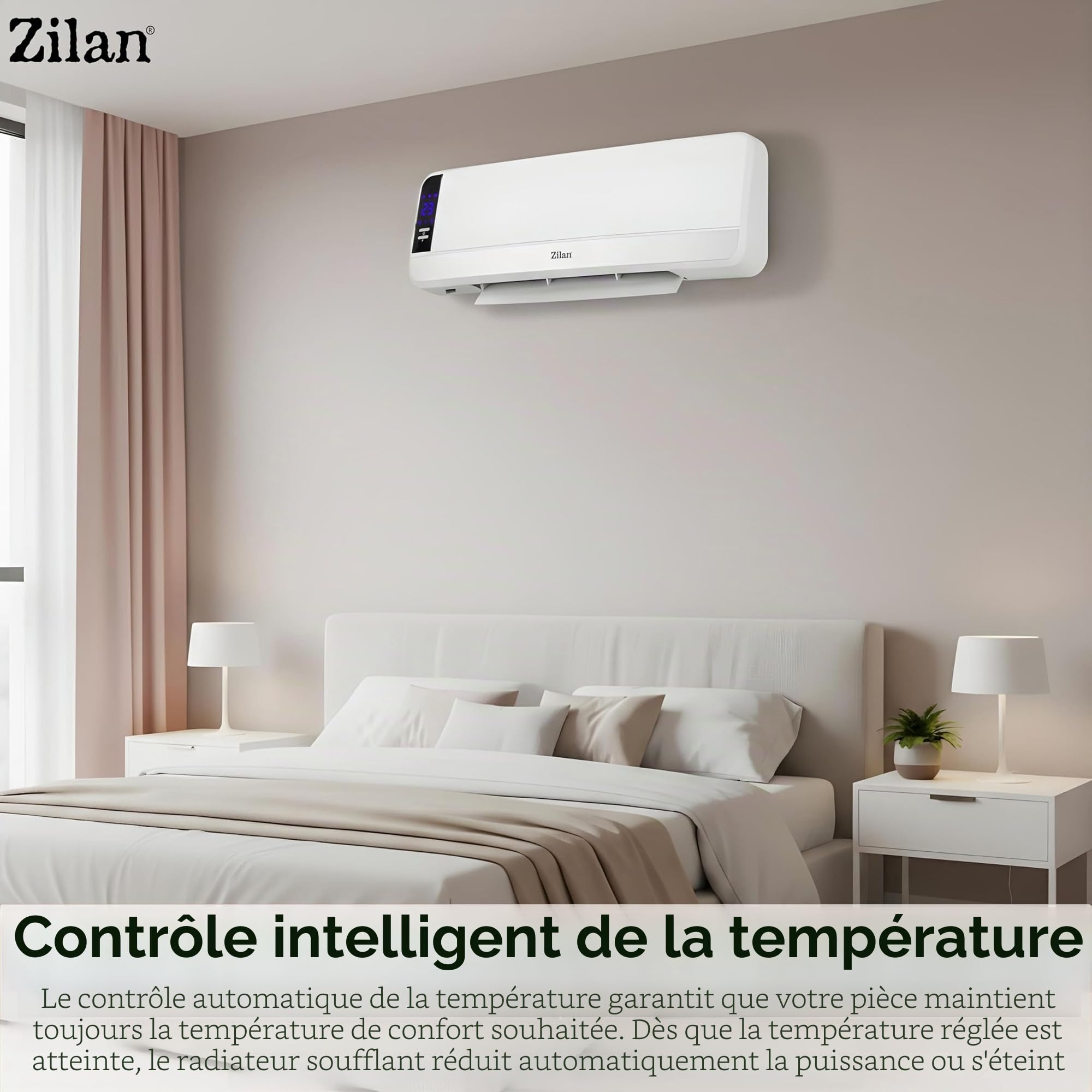 Radiateur mural en céramique - Chauffage mural électrique - Pour salle de bain - Économie d'énergie - Télécommande - Mini chauffage mural - Élément chauffant en céramique - Chauffage rapide