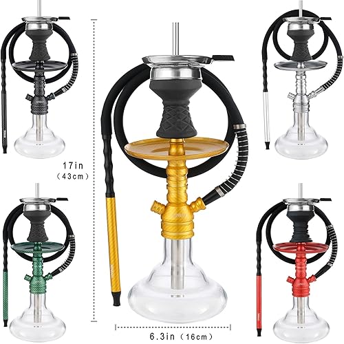 Miniatura 2 de Juego de cachimba con patrón de fibra de carbono con accesorios de silicona manguera cuenco, pinzas de boca, cachimbas de aluminio pequeñas, juego