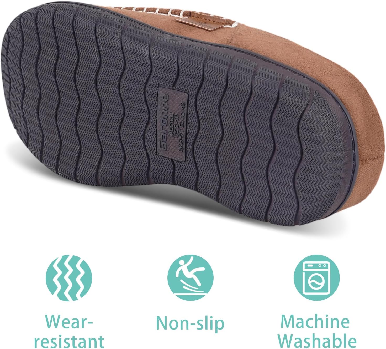 Garonne Men's Slip On Moccasin Slippers with Memory Foam, Fuzzy Comfy House Shoes with Non-Slip Rubber Sole for Indoor Outdoor - Image 6