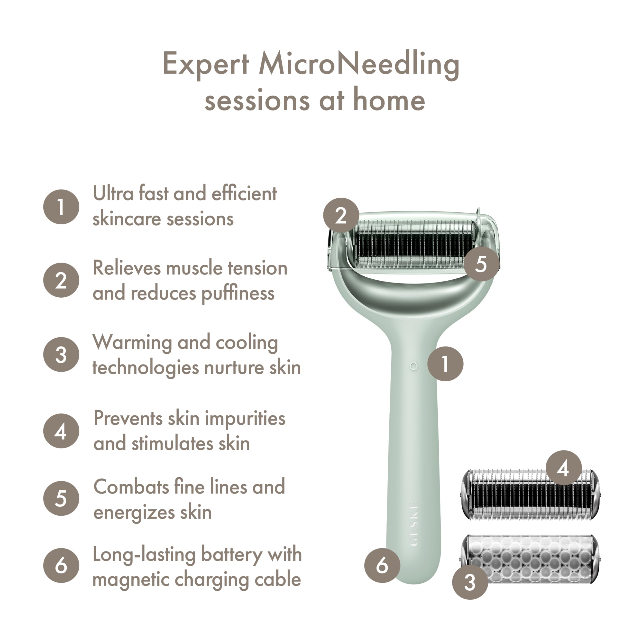 GESKE SmartAppGuided™ MicroNeedle Face & Body Roller, Green - Image 2