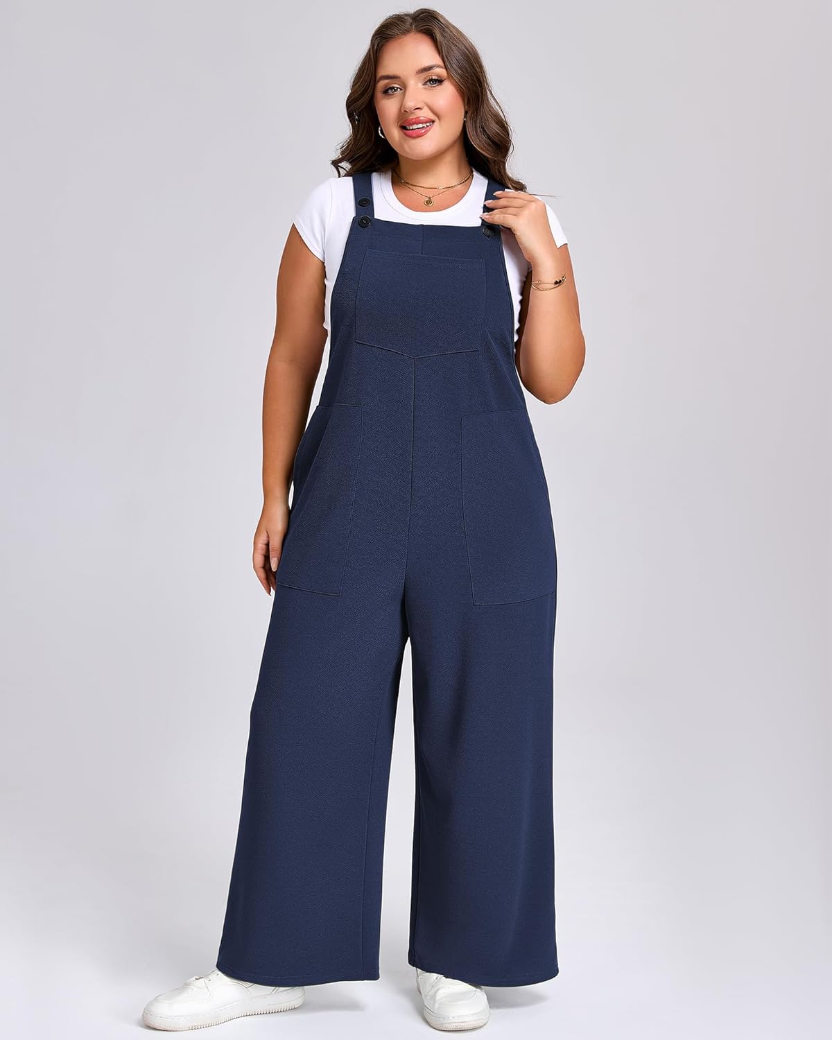 Moon Wood Plus Size Overalls for Women Loose Fit Adjustable Straps Jumpsuits with Pockets Bib Rompers Spring Summer - Image 2