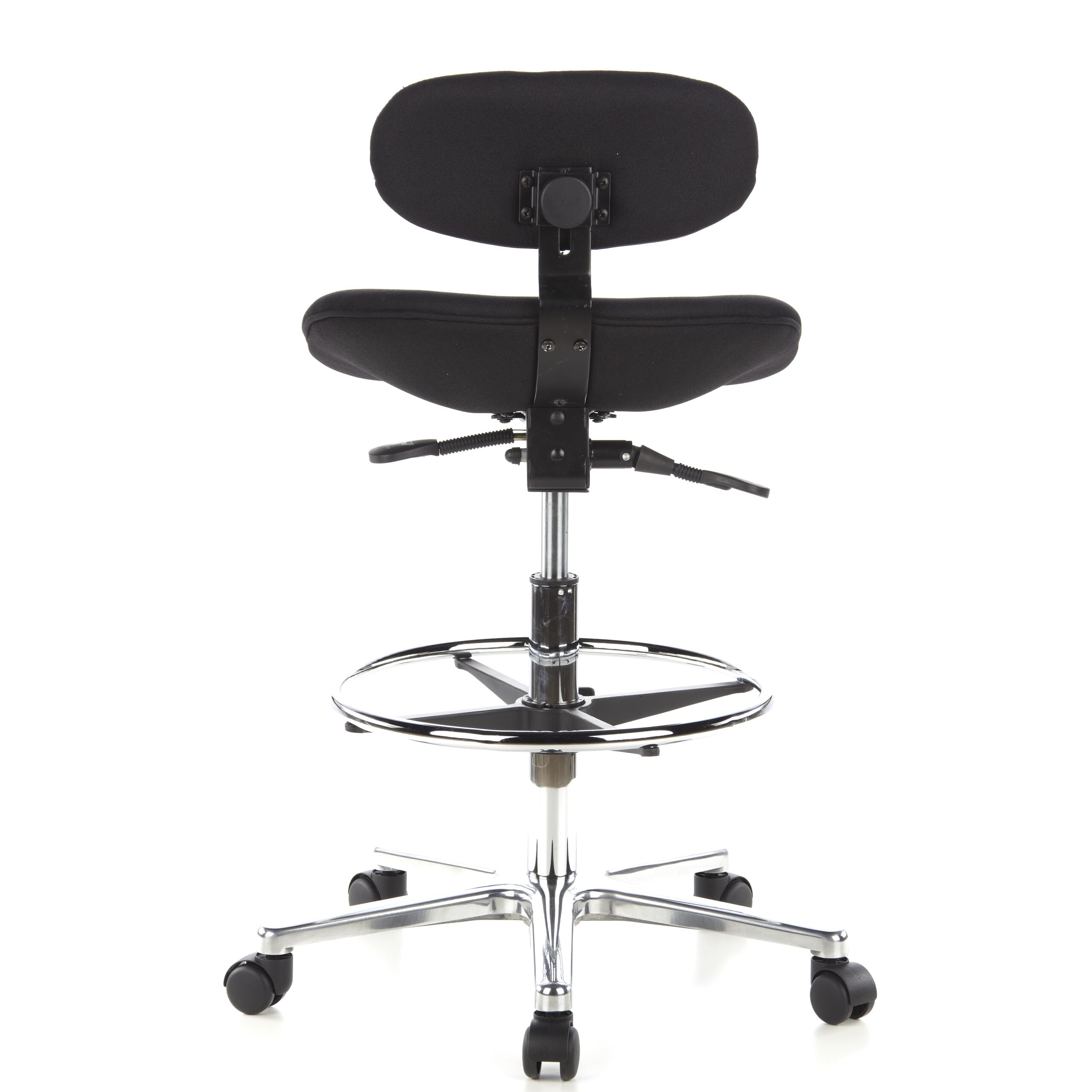 hjh OFFICE Silla de Trabajo Taburete de Trabajo Silla giratoria Work MF Tela Respaldo de Altura Regulable Negro