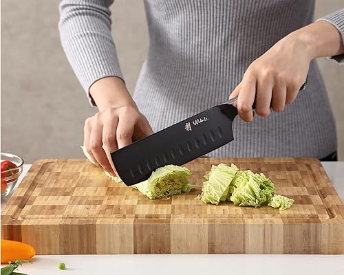 Miniatura 5 de Wakoli TTN - Juego de cuchillos de chef de 5 piezas con bloque magnético de acacia, cuchillas de acero inoxidable 5Cr15MoV con revestimiento de