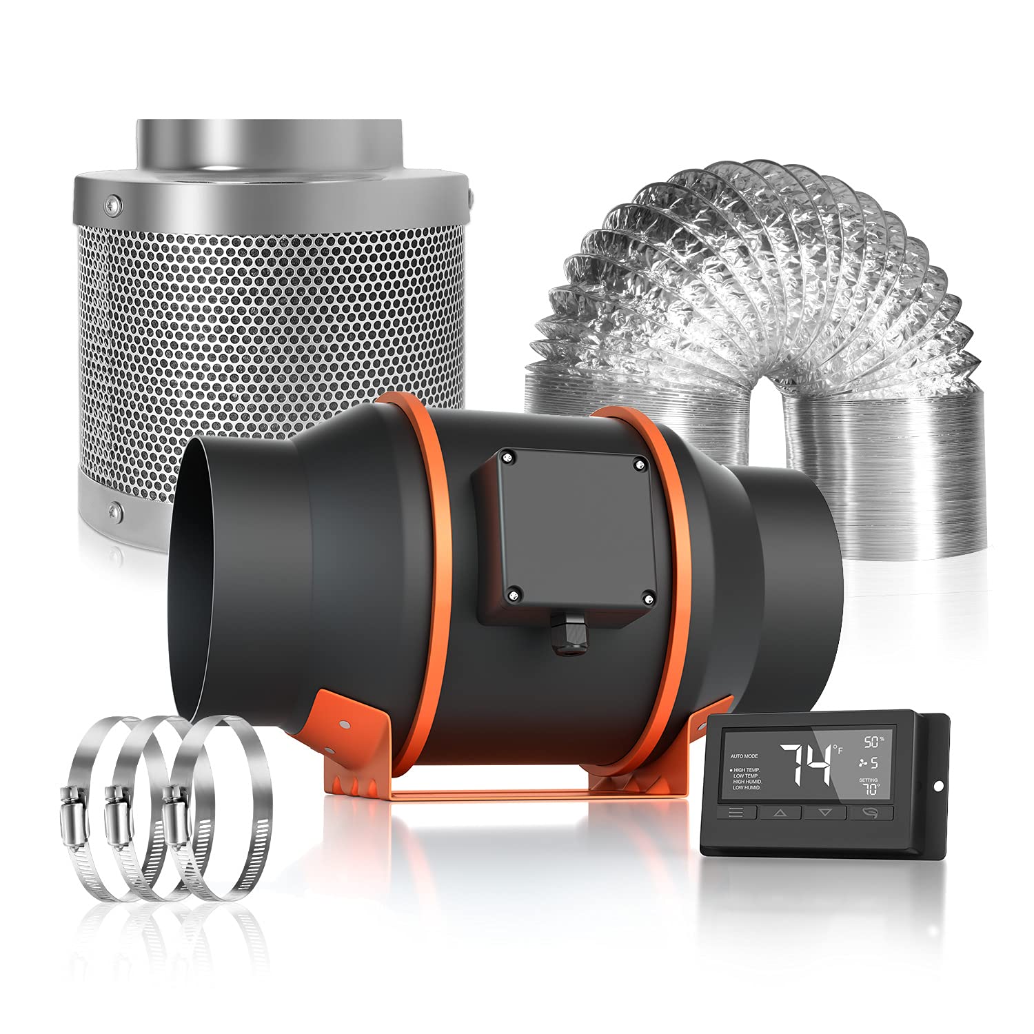 Buy Spider Farmer 6 Inch Inline Fan Filter Ducting Kit with Temperature