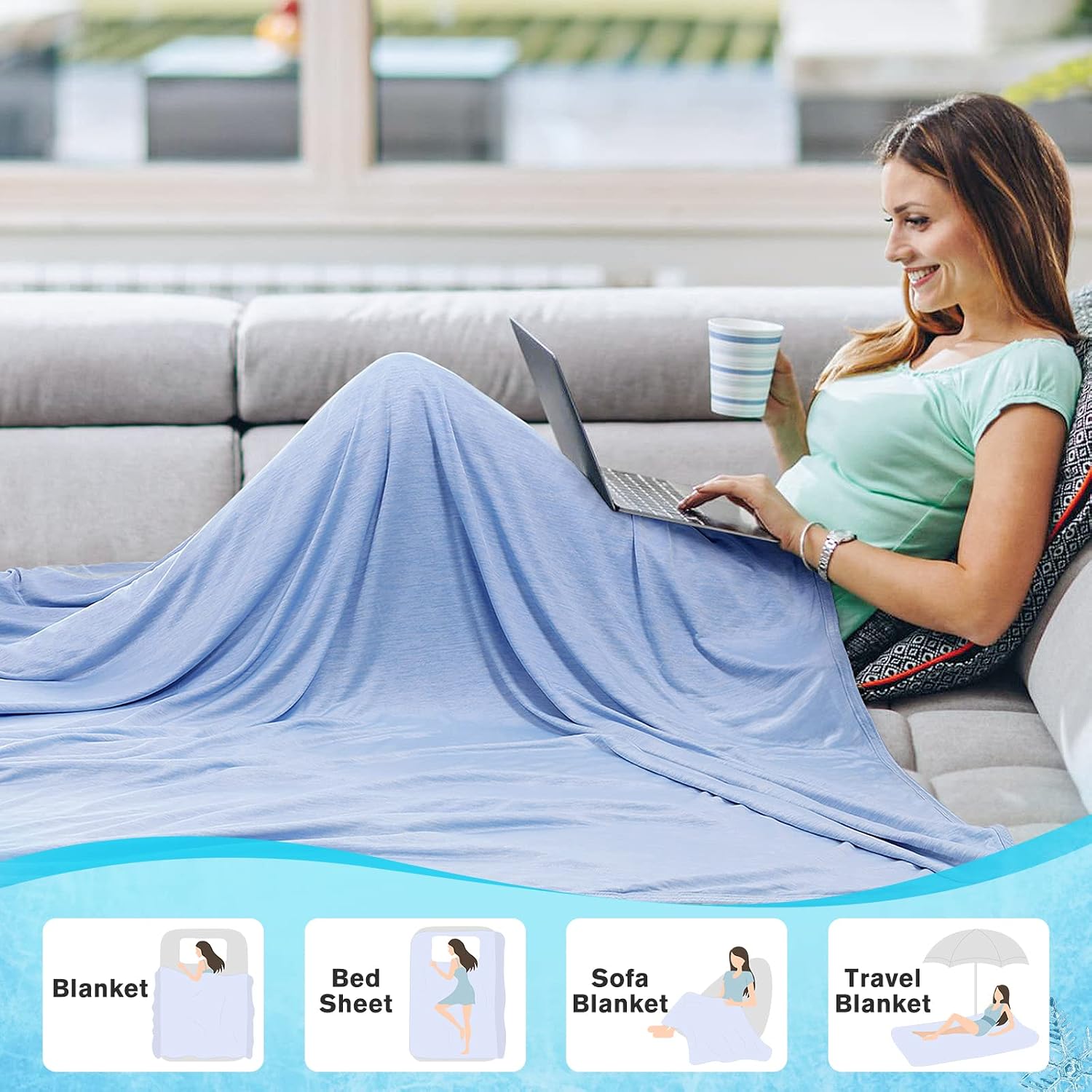 SOLEDI Cooling Blanket, Summer Blanket, Cooling Throw Blanket with Double Sided Cooling Fabric, Cooling Blanket for Hot Sleepers, 59" x 76"