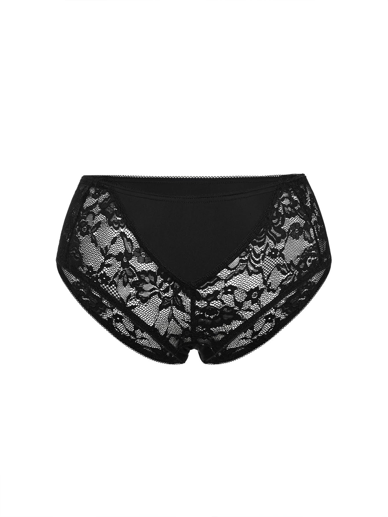 WDIRARA Women's Plus Size Sheer Lace Boyshorts Underwear Sexy High Waisted Boxer Briefs Panties: XX-Large Plus Black Lace