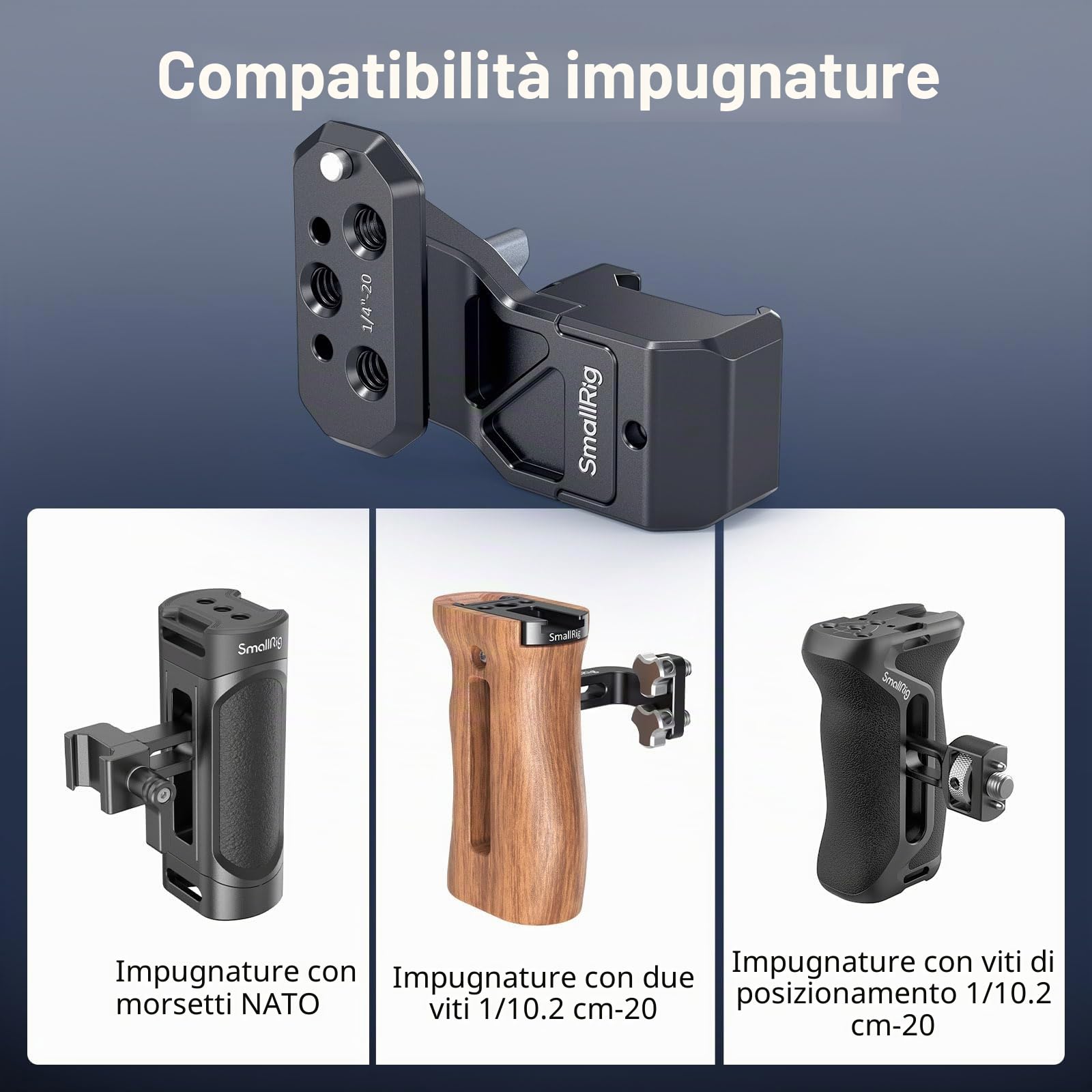 SMALLRIG Adattatore di Estensione per Maniglia Laterale con Morsetto NATO, per Guide NATO, per Gabbie con Guide NATO Integrate, Piastre di Montaggio - 4458