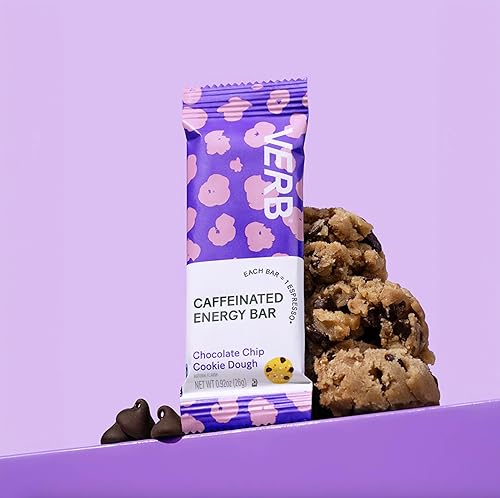 Miniatura 3 de Verb Energy - Barras energéticas con cafeína de masa de galletas, barra energética de 90 calorías y 0.07 oz de azúcar, barras nutricionales aptas