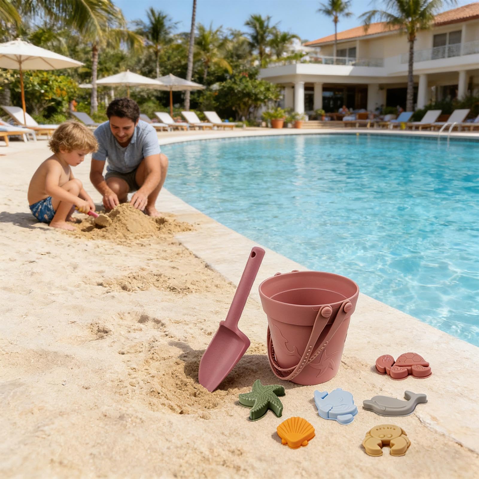 Générique de Plage en Silicone Seau, Pelle et moules Animaux