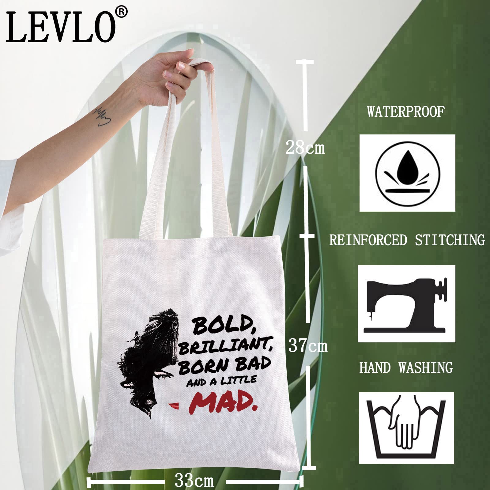 LEVLO Villain Deville Quote Cosmetic Bag Villain Movie Fans Gift Born Brilliant Bad And Alittle Mad Makeup Zipper Pouch Bag - Image 2