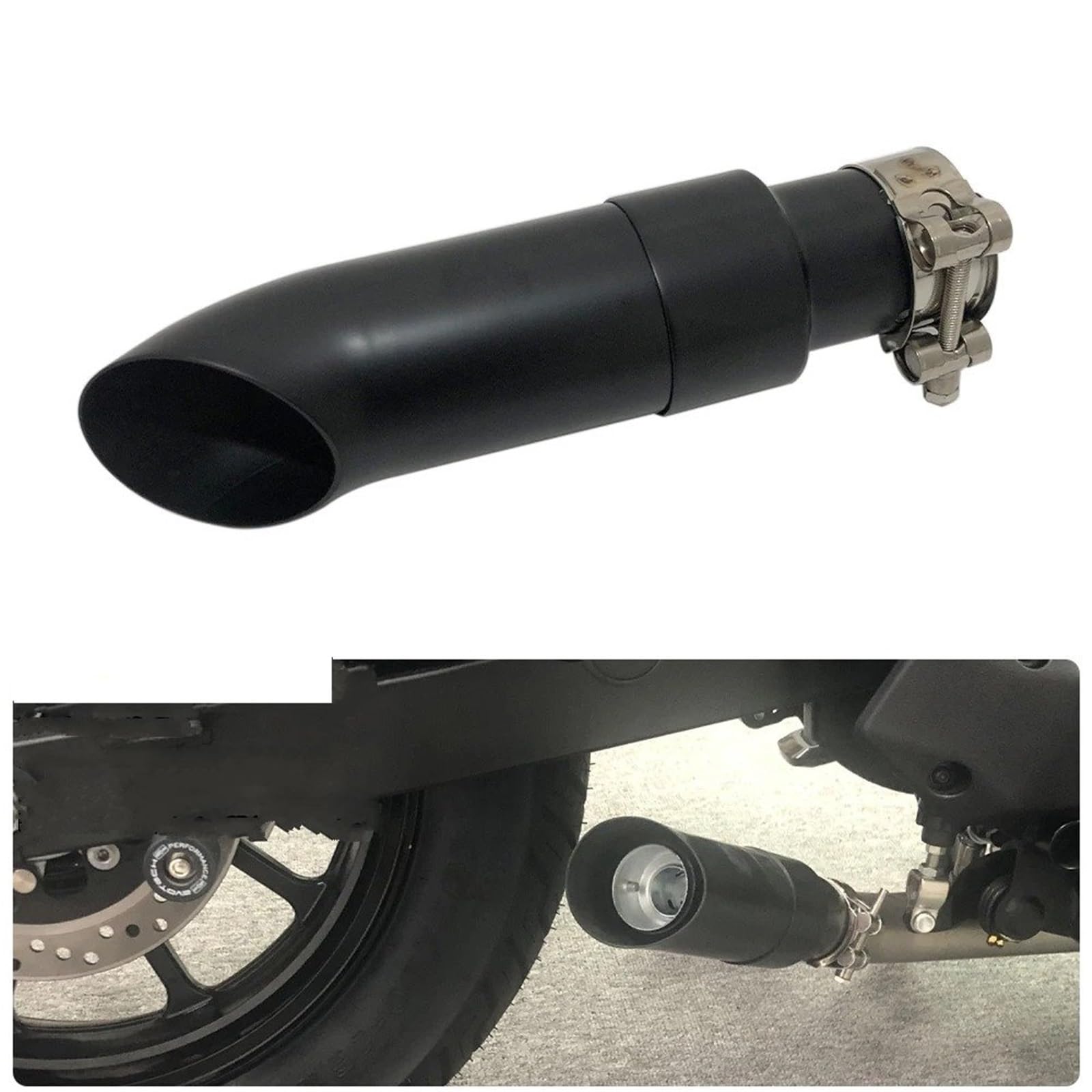 Scarico moto Terminali di scarico Slip-On GP corti con DB Killer - Nero/Cromo/Argento adatti per Eliminator 500 per SE per ABS 2024-2026(Black)