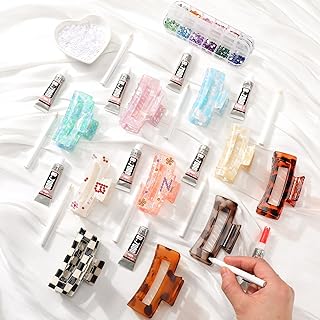 10 Sets DIY Hair Claw Clips Kit Acrylic Claw Clip with Resin Rhinestones...