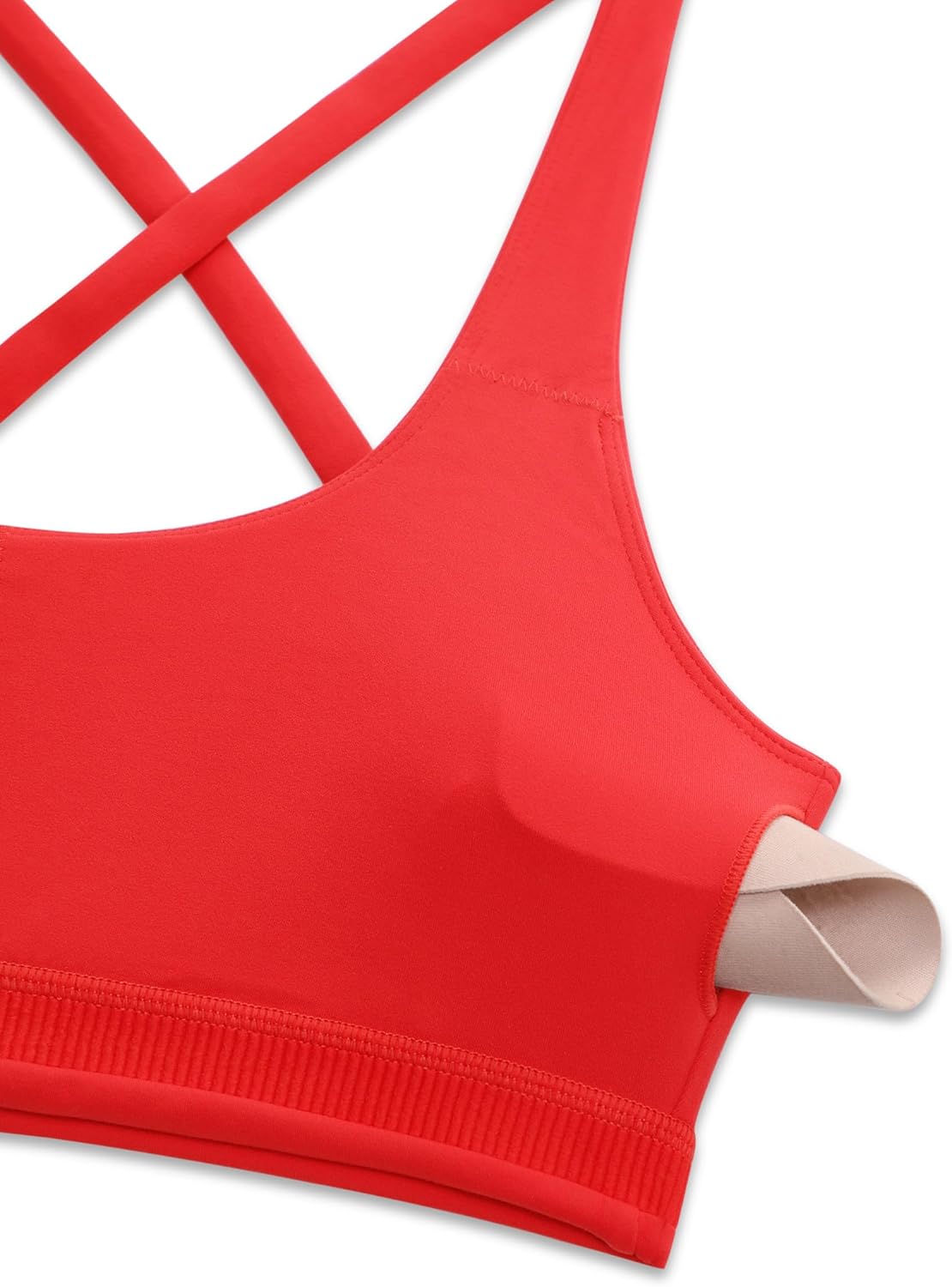 CRZ YOGA Butterlift Cross Back Sports Bras for Women - Scoop Neck Adjustable Straps Wireless Padded Pilates Workout Top - Image 5