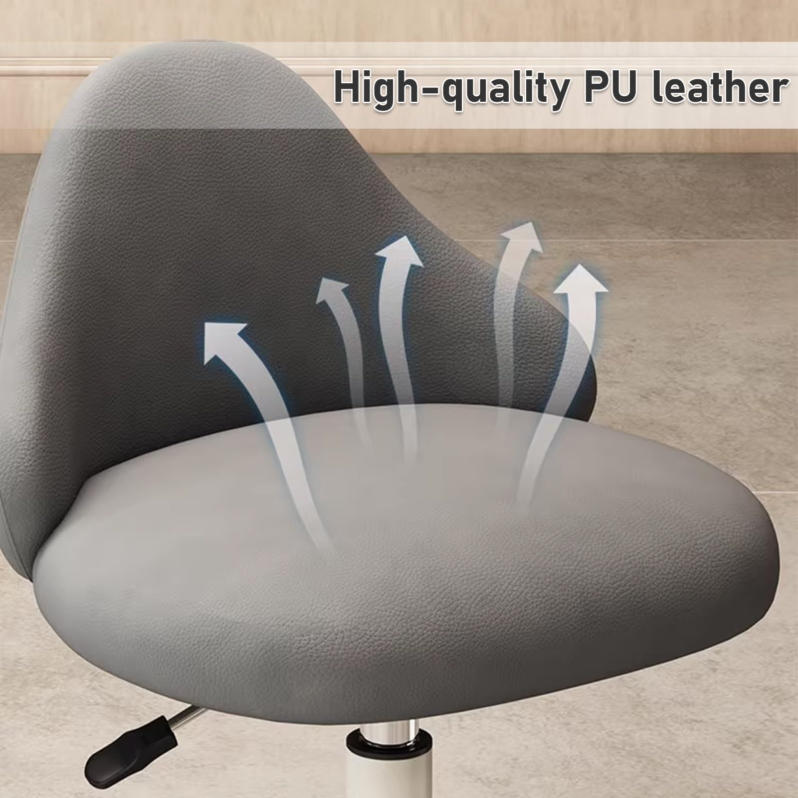 Rollhocker mit Lehne Höhenverstellbar 47-64cm Hocker mit Rollen Bis 150kg Weich Gepolsterter Sitz Drehhocker für Salon Spa und Haushalt(Blue)