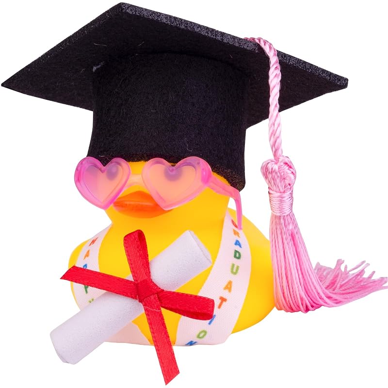 Ornamento de Pato de Borracha para Carro com Tema de Formatura CoFuBcad G20-pink-graduation Paper