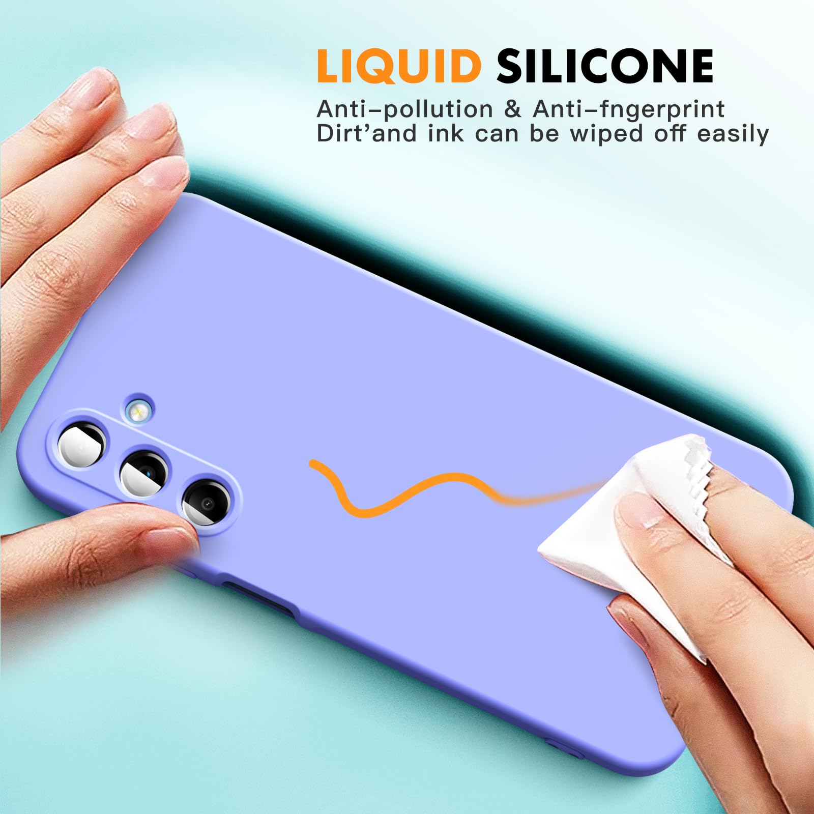 Vansdon Cover Compatibile con Samsung Galaxy A25 5G, 2 Pellicola Protettiva in Vetro Temperato, Gomma Gel di Silicone Liquida Antiurto Custodia - Viola