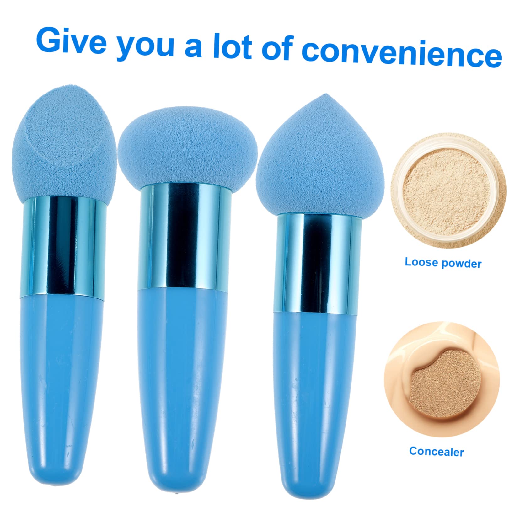 BESTYASH 3Pcs Portable Beauty Pens Heart Angled Makeup Sponges for Blending High Grade Cosmetic Tools for Foundation Concealer Convenient Grip for Natural Finish