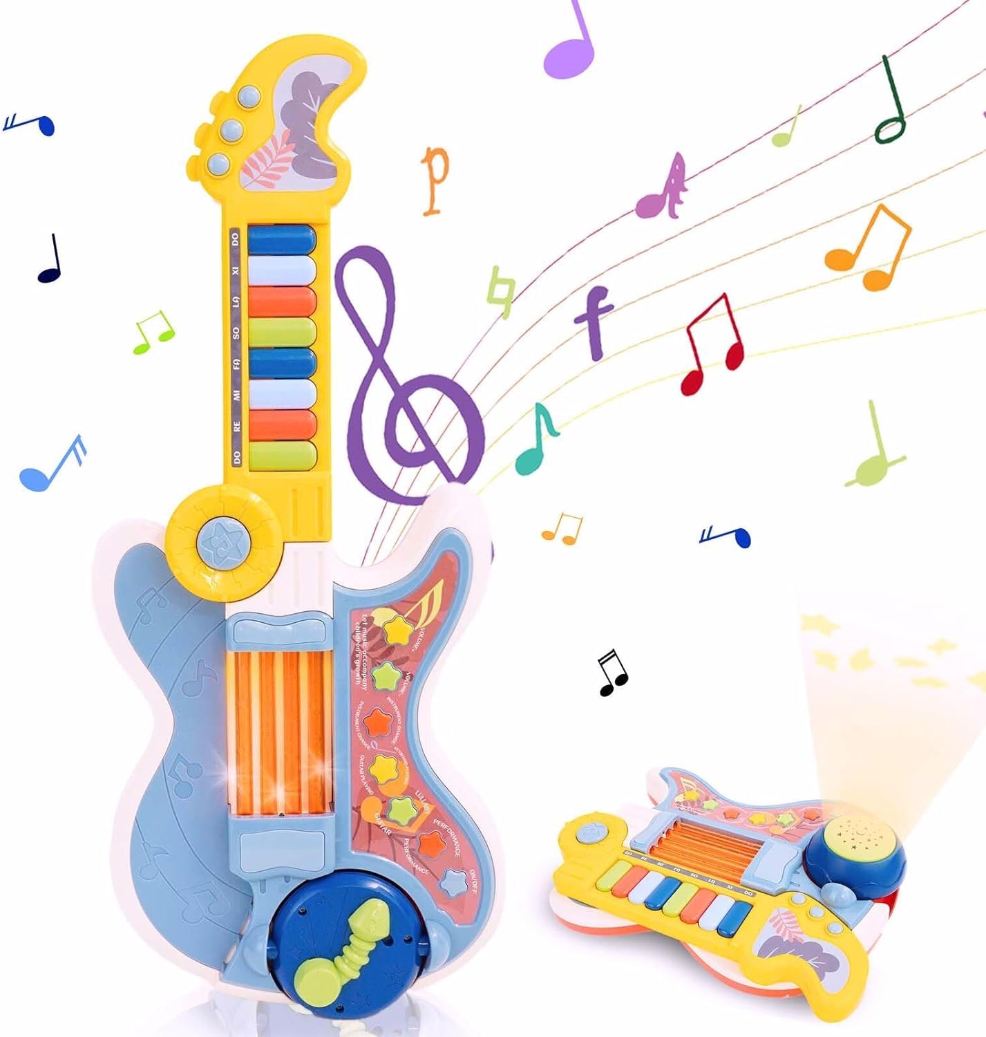 Juguete Musical Guitarra para niños, Instrumento Musical Multifuncional con Piano y Tambor, Regalo Educativo para niños en Edad Preescolar
