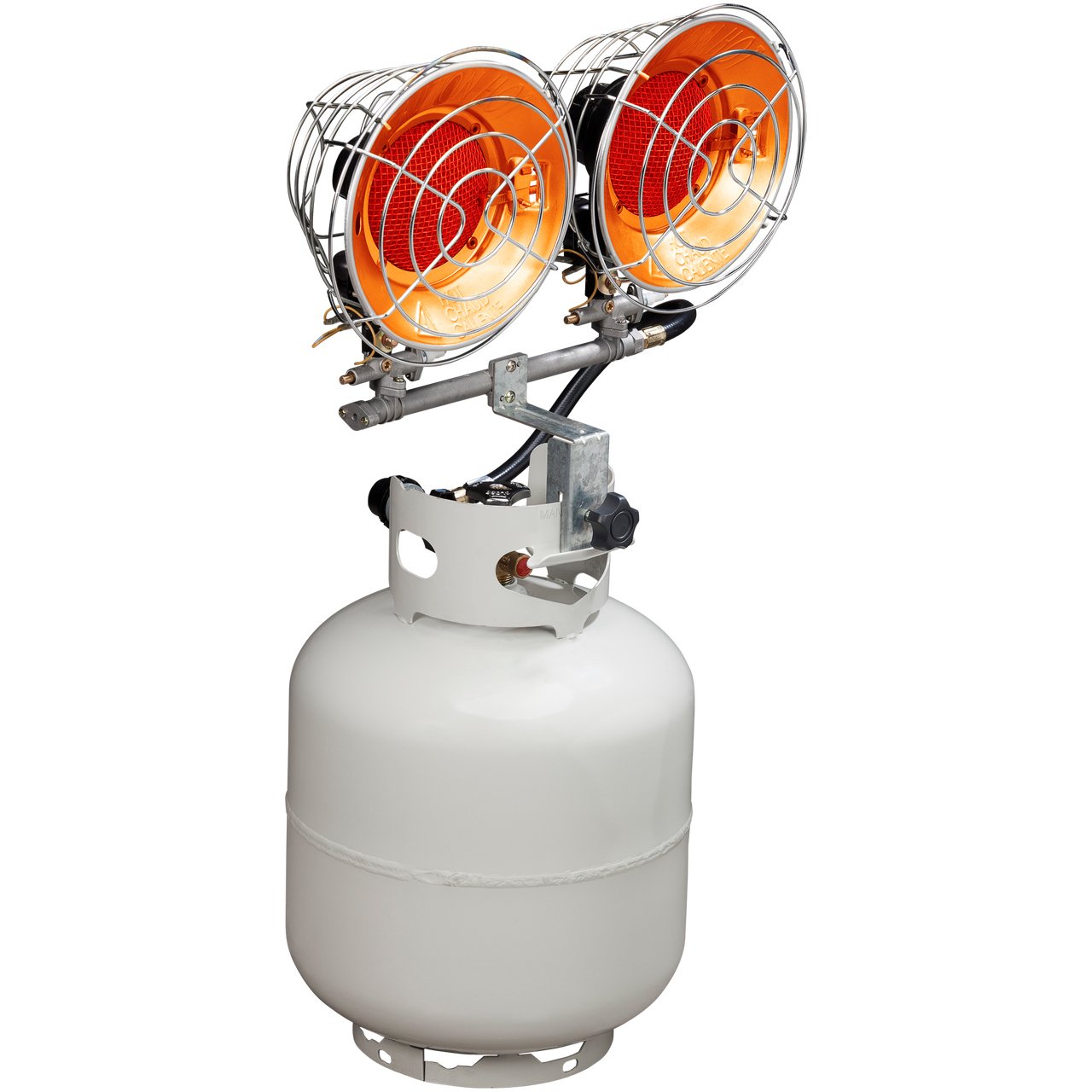 Amazon.com: Avenger FBDTP30 Infra-Red Tank Top Outdoor Heater for Use with  Propane Gas Tanks for Camping, Patios, and More, Double Burner, 30,000 BTU,  Silver : Everything Else