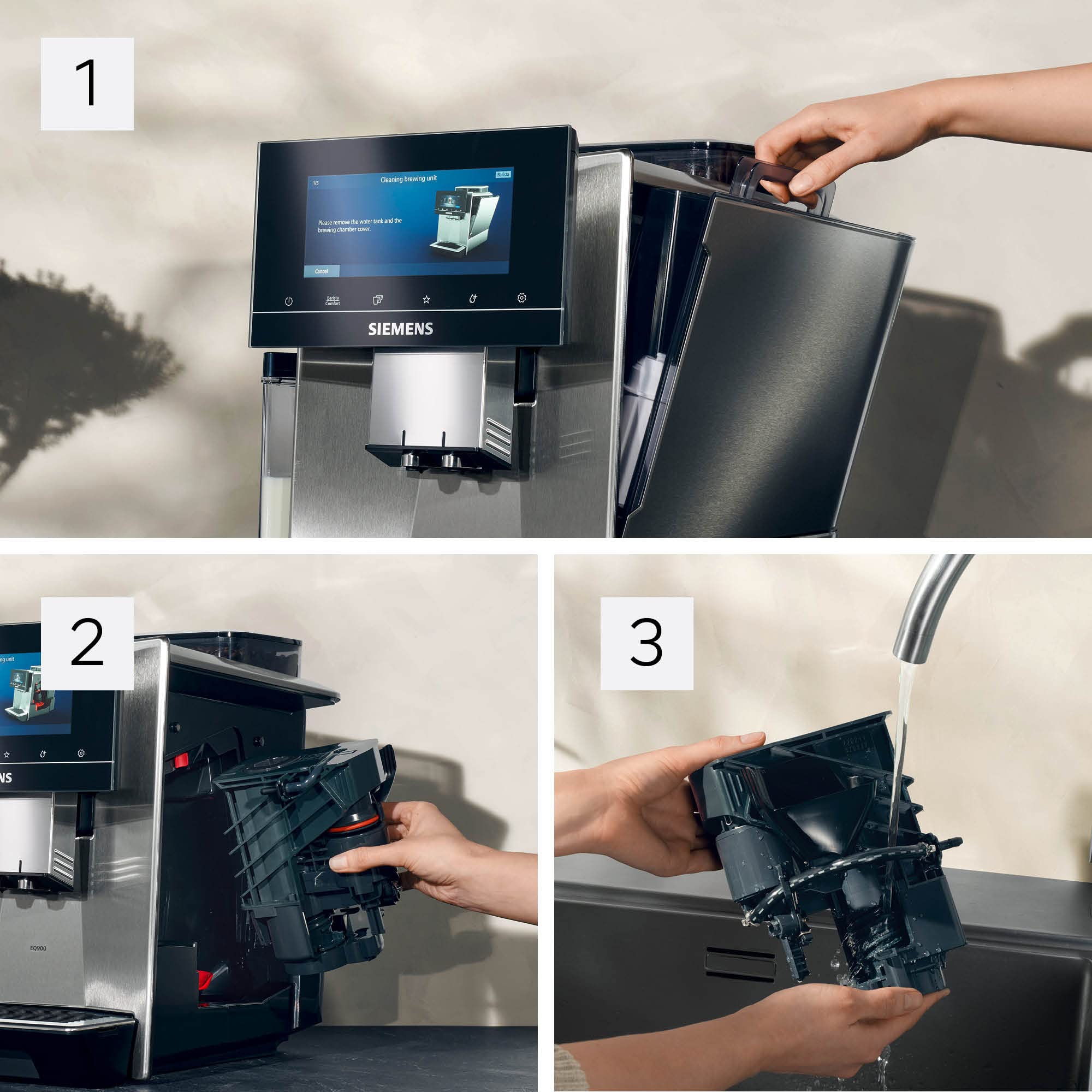 Siemens EQ.900, W pełni automatyczny ekspres do kawy, 2 pojemniki na ziarna, HomeConnect, wyświetlacz Full Touch o wysokiej rozdzielczości 6,8", ciche przygotowywanie, stal nierdzewna