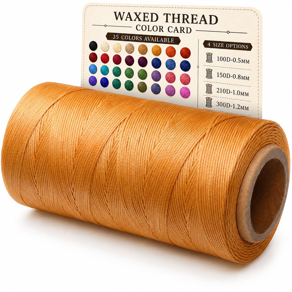 Flat Waxed Thread for Leather Sewing Wax String Polyester Cord Craft Stitching Bag Bookbinding Sail Bracelet Braid Jewelry DIY (0.5mm 100D, Light Brown)