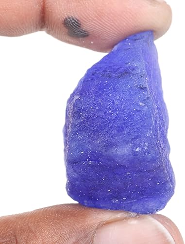 Miniatura 3 de REAL-GEMS 31 Ct. piedra preciosa suelta áspera áspera de zafiro azul real natural para AXA-457 lapidario, Gema, azul