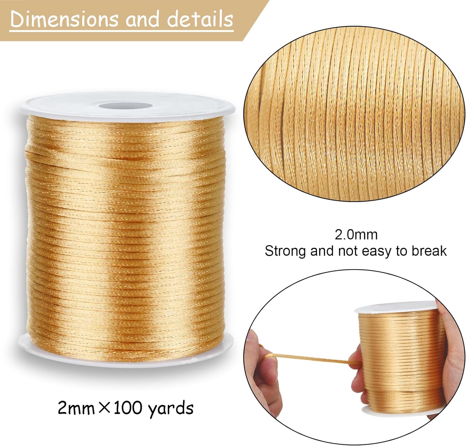 FQTANJU 2mm Nylon Satin Cord - Image 3