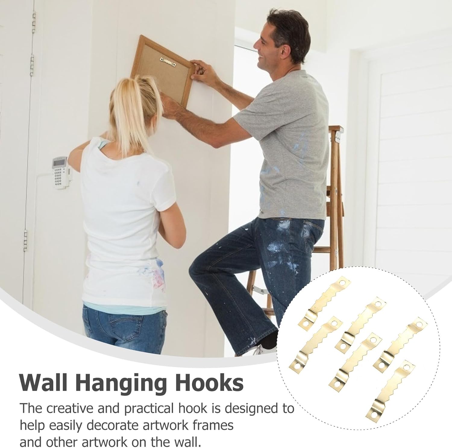 Veemoon 1000pcs Gold Serrated Photo Frame Hooks Double-Sided Sawtooth Wall Hanging Hooks for Professional Picture Framing and Art Gallery Display