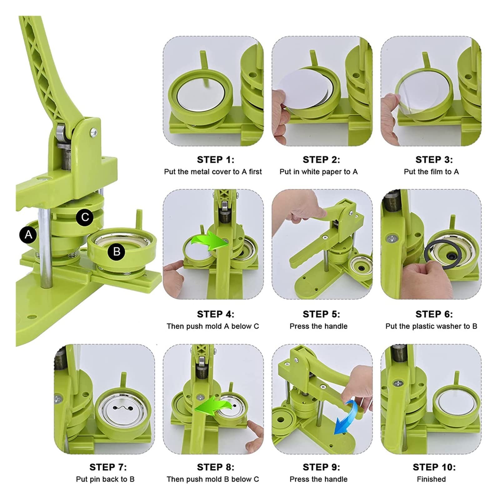 25MM-58MM Button Making Press Badge Maker Sostituibile Macchina for la stampa di badge fai-da-te,Multiuso(37MM)