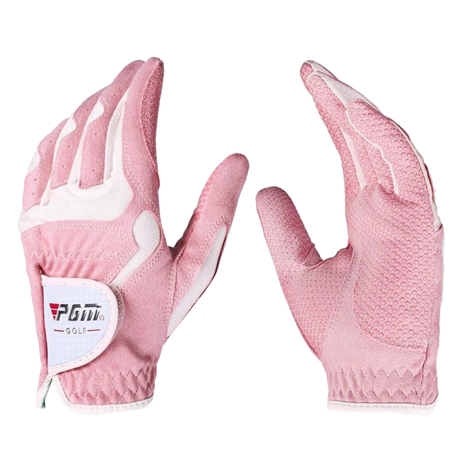 Damen Golfhandschuh, atmungsaktiv, linke rechte Hand, Golferhandschuhe, Rosa-Weiß, Größe M