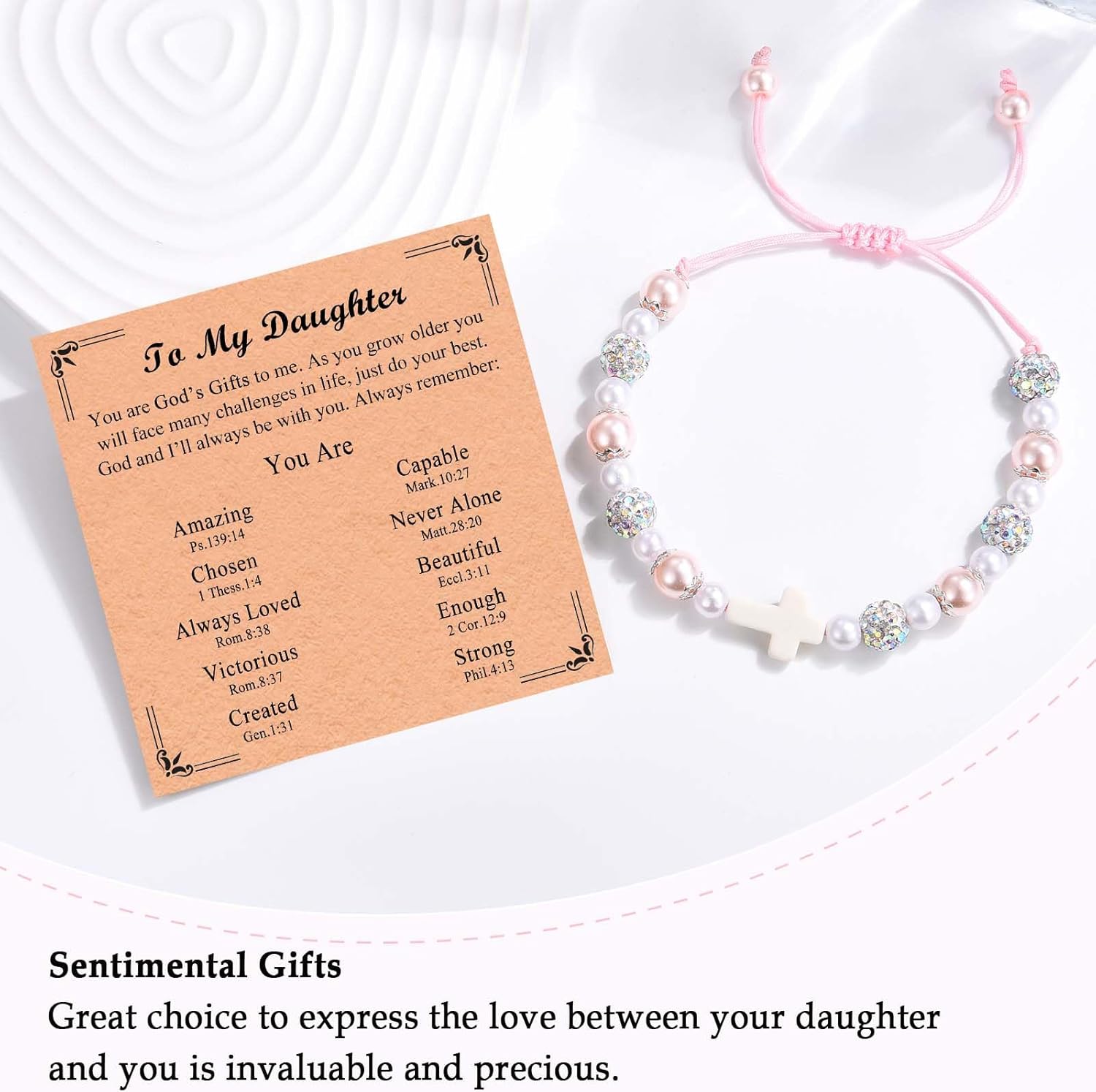 Cross Bracelet Gifts for Girls Sister Daughter Granddaughter Niece Christian Religious Birthday Christmas Valentines Easter Baptism Confirmation Communion Graduation Gifts for Little Girls Teens - Image 3