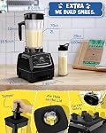 CRANDDI Professional Blender, 70oz Commercial Blender for Smoothies, 1500W Power Blender with 10 Speeds Control for Home, Self-Cleaning,YL-010 Black New