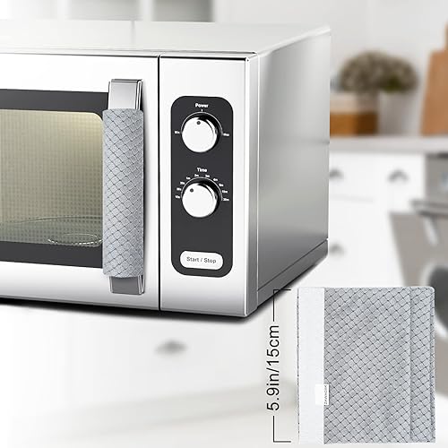 Miniatura 10 de Cubierta de manija de puerta de refrigerador, lavable para electrodomésticos de cocina, manijas de decoración para nevera, horno, microondas,