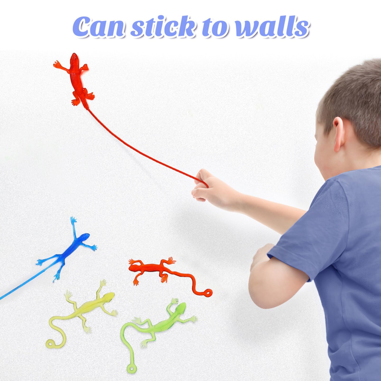 TOYANDONA 5 Pcs Stretchy Sticky Lizard Toys, Squishy Reptile Party Bag Fillers, Easter Egg Basket Stuffers, Pinata Fillers - Image 4