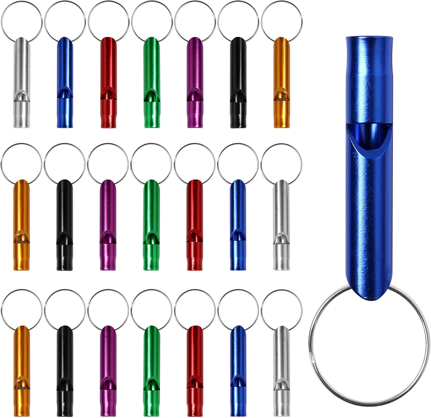 popokk 50 Pieces Aluminum Emergency Whistles Extra Loud