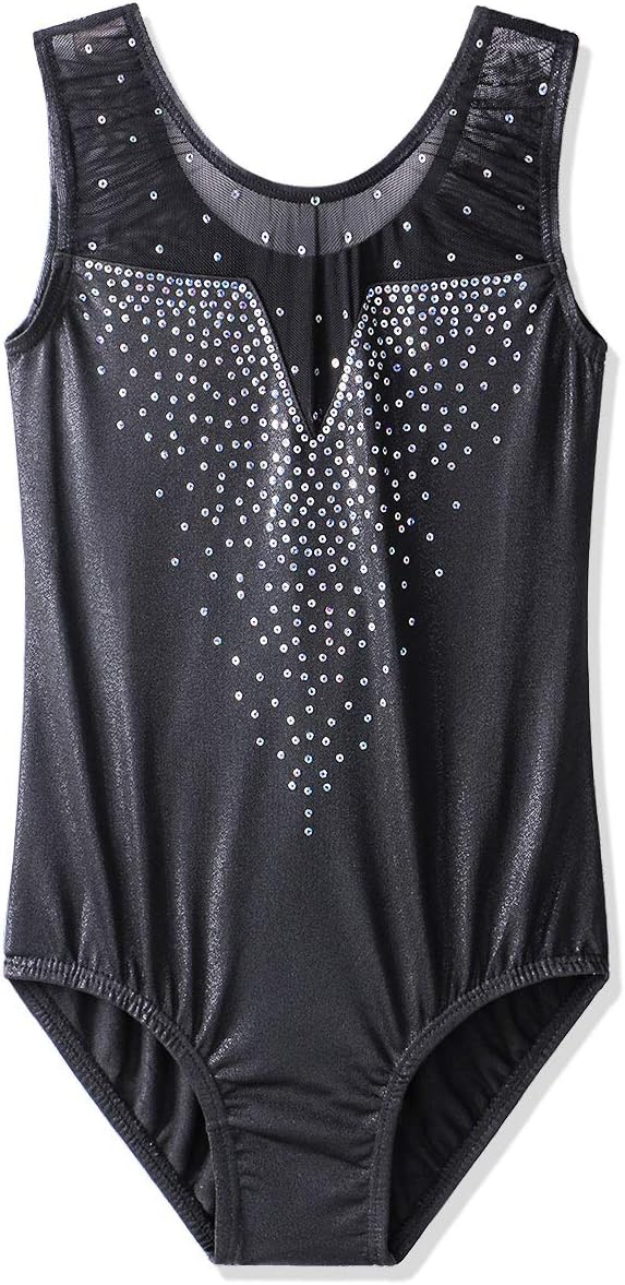 Gymnastics Leotards for Toddler Girls Kids Sparkle Sequins Mesh Top Dancewear Party Costumes